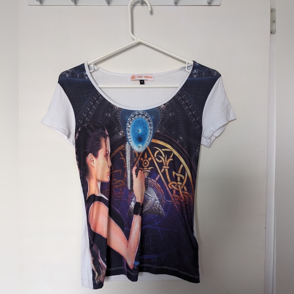 Vintage Tory Burch Tomb Raider Angelina Jolie shirt size medium. Made in Italy